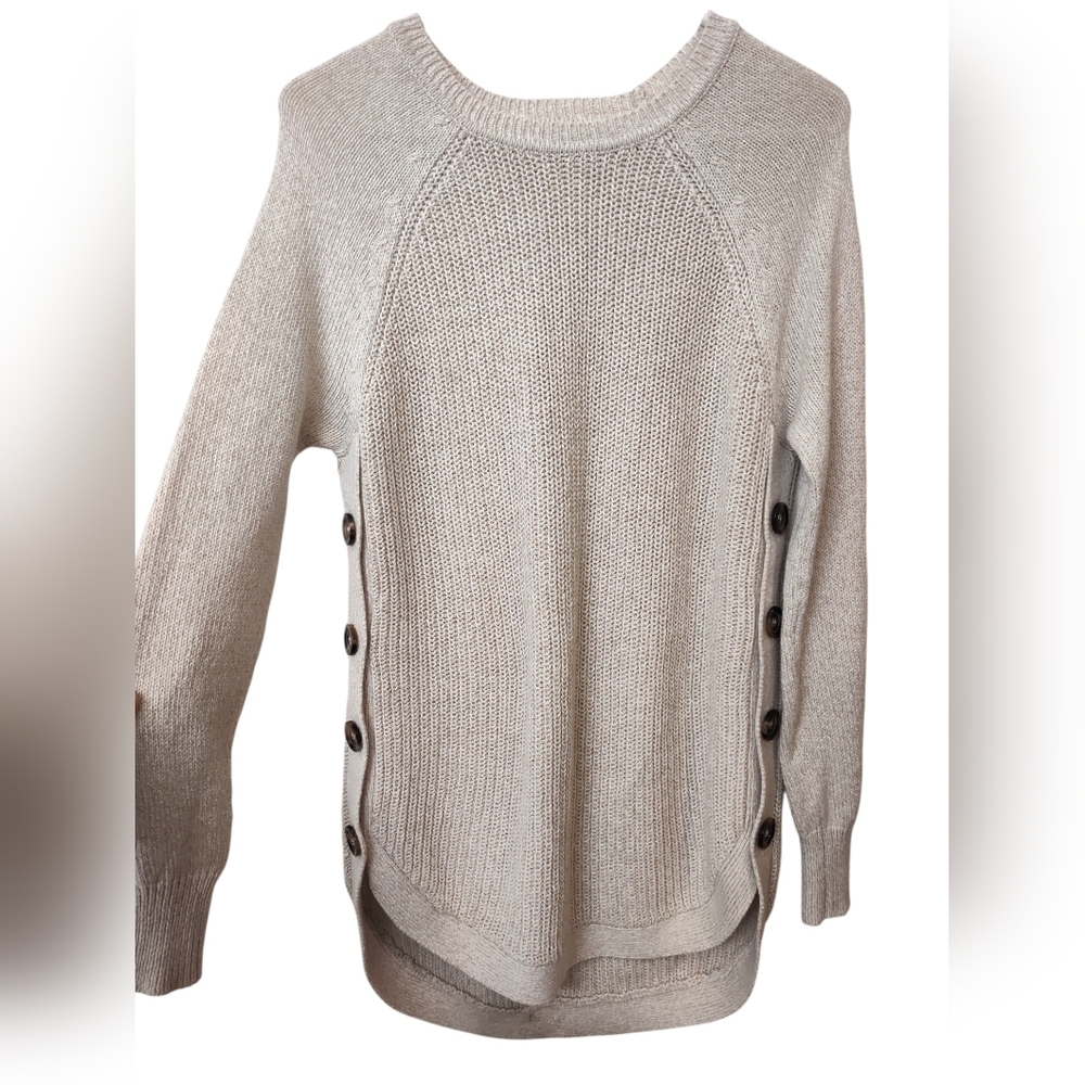Women's RD Style Oatmeal Sweater with Button Accents S/P